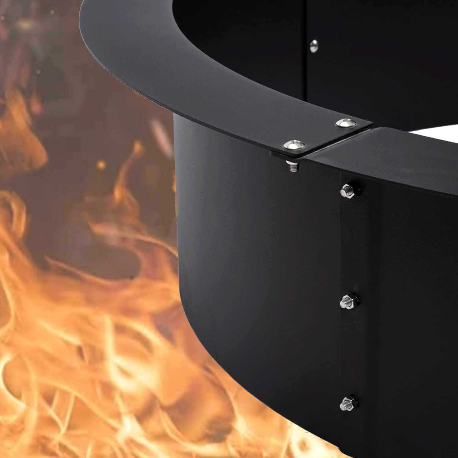 Fire Pit Ring 45" OD/39 ID, Round Solid Steel Fire Ring, Fire Pit Lined Above DIY Campfire Ring or Outdoors