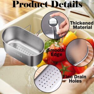 Stainless Steel Sink Drain Strainer Basket, Multifunction Hanging Sink Strainer Colander Drain Basket, Kitchen Sink Food Waste Filter and Vegetables Fruits Clean