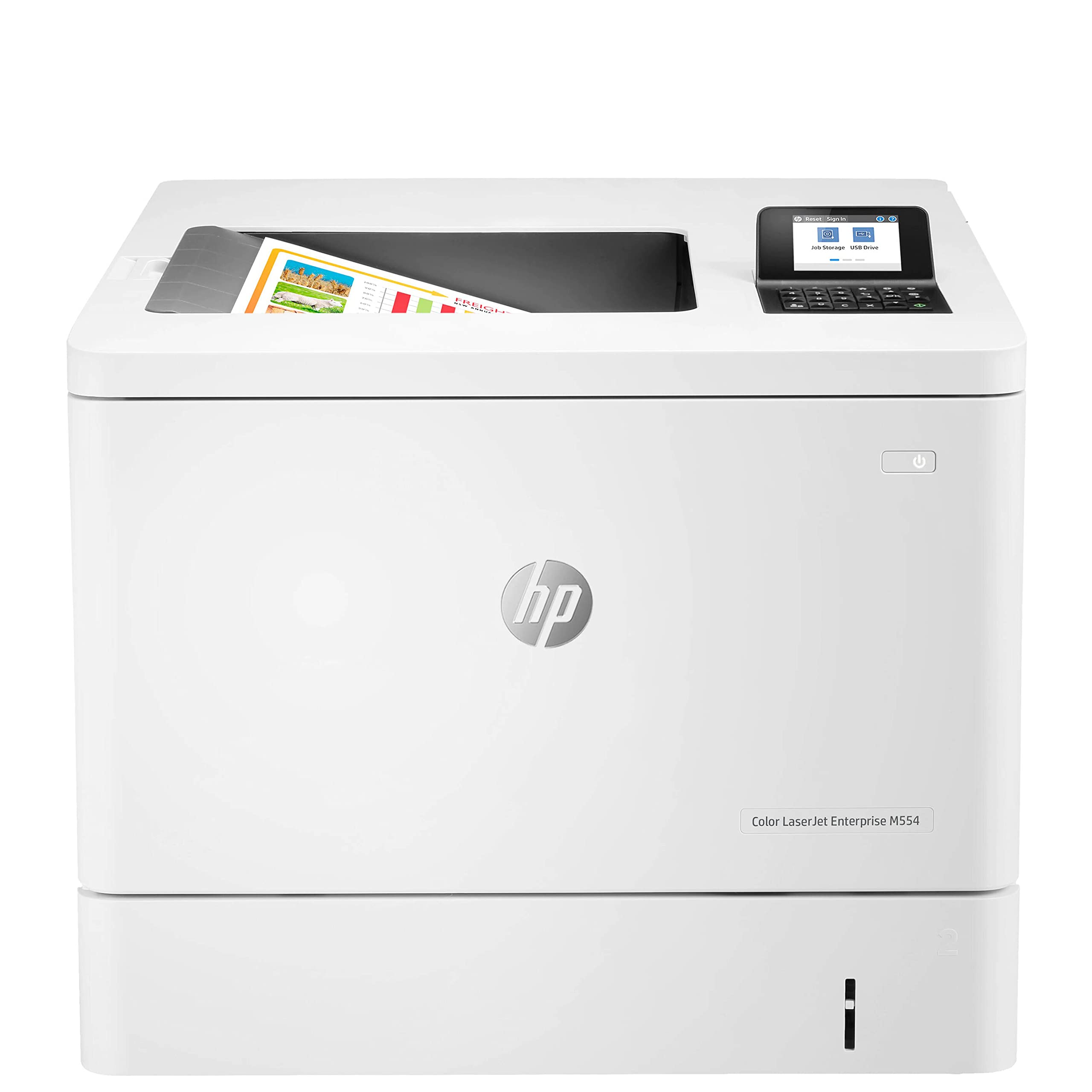 HP Laserjet Enterprise M554dn Print only Wired Color Laser Printer for Home Office, 2.7" Touchscreen, 600 x 600 dpi, 35 ppm, Automatic Duplex Printing, Ethernet, White, Cbmou Printer Cable