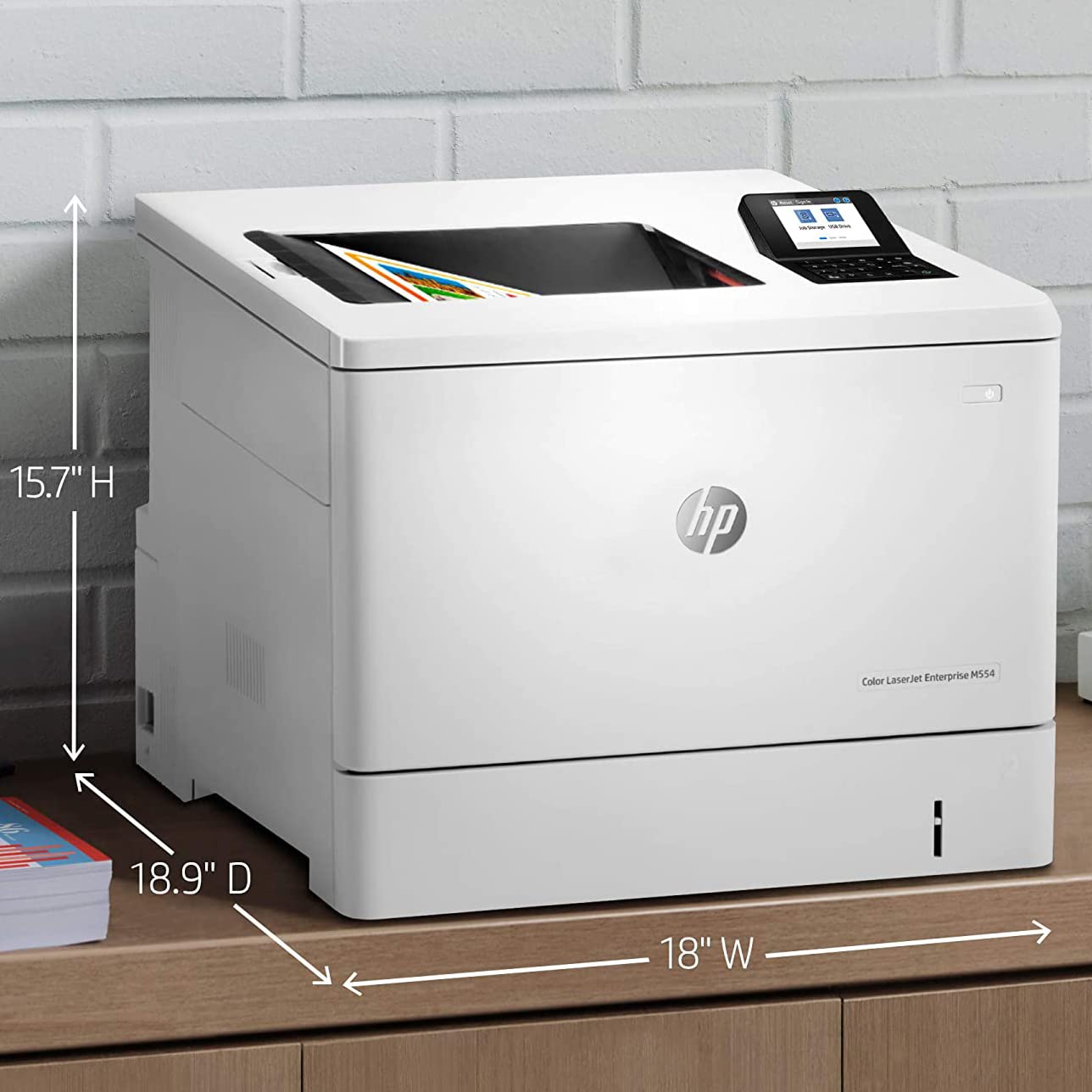 HP Laserjet Enterprise M554dn Print only Wired Color Laser Printer for Home Office, 2.7" Touchscreen, 600 x 600 dpi, 35 ppm, Automatic Duplex Printing, Ethernet, White, Cbmou Printer Cable