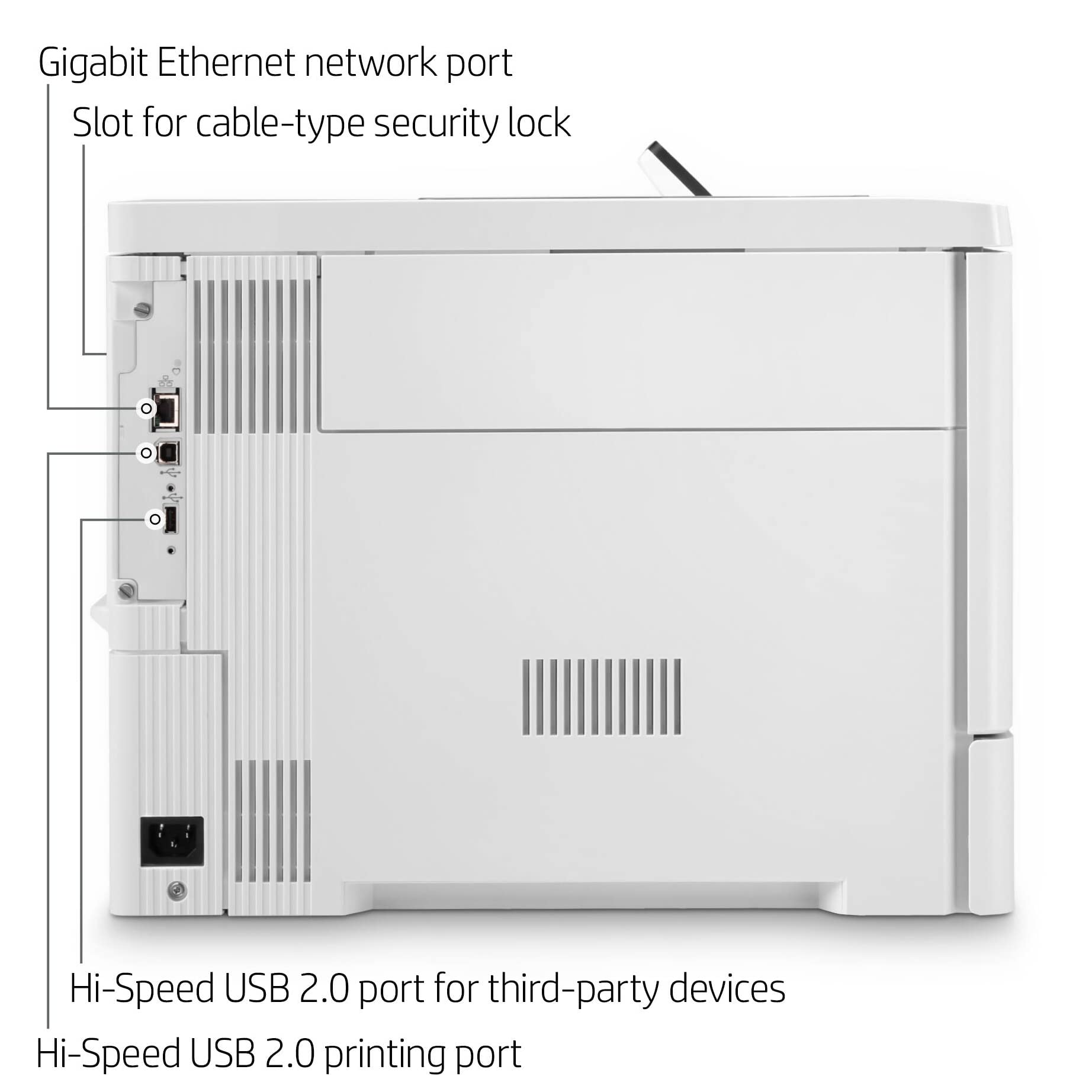 HP Laserjet Enterprise M554dn Print only Wired Color Laser Printer for Home Office, 2.7" Touchscreen, 600 x 600 dpi, 35 ppm, Automatic Duplex Printing, Ethernet, White, Cbmou Printer Cable