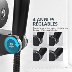 JOMOLA Suction Shower Head Holder Adjustable Handheld Shower Holder Stainless Steel Removable Bathroom Handheld Bidet Sprayer Holder 4 Mode Angle Matte Black