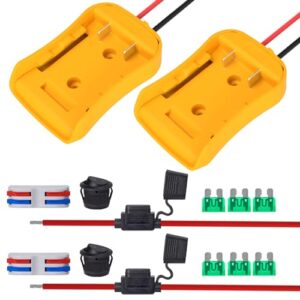 kzreect power wheels adapter for dewalt 20v battery adapter, 20v power wheels battery converter kit with fuses holder and switch, wire terminals, 12awg wire for rc car toys truck adapter set (2 pack)