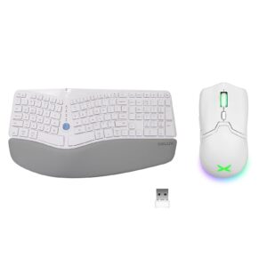 delux wireless ergonomic keyboard gm901d and gaming mouse m800pro3370 white