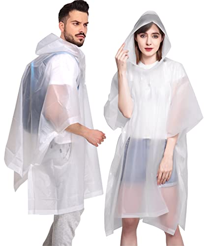 GABOX 𝟐 𝐏𝐚𝐜𝐤 𝐑𝐞𝐮𝐬𝐚𝐛𝐥𝐞 𝐄𝐕𝐀 𝐑𝐚𝐢𝐧 𝐏𝐨𝐧𝐜𝐡𝐨, Rain Coat Hood Camping Blanket Waterproof Raincoat for Adults Women Men Travel Hiking, White Color