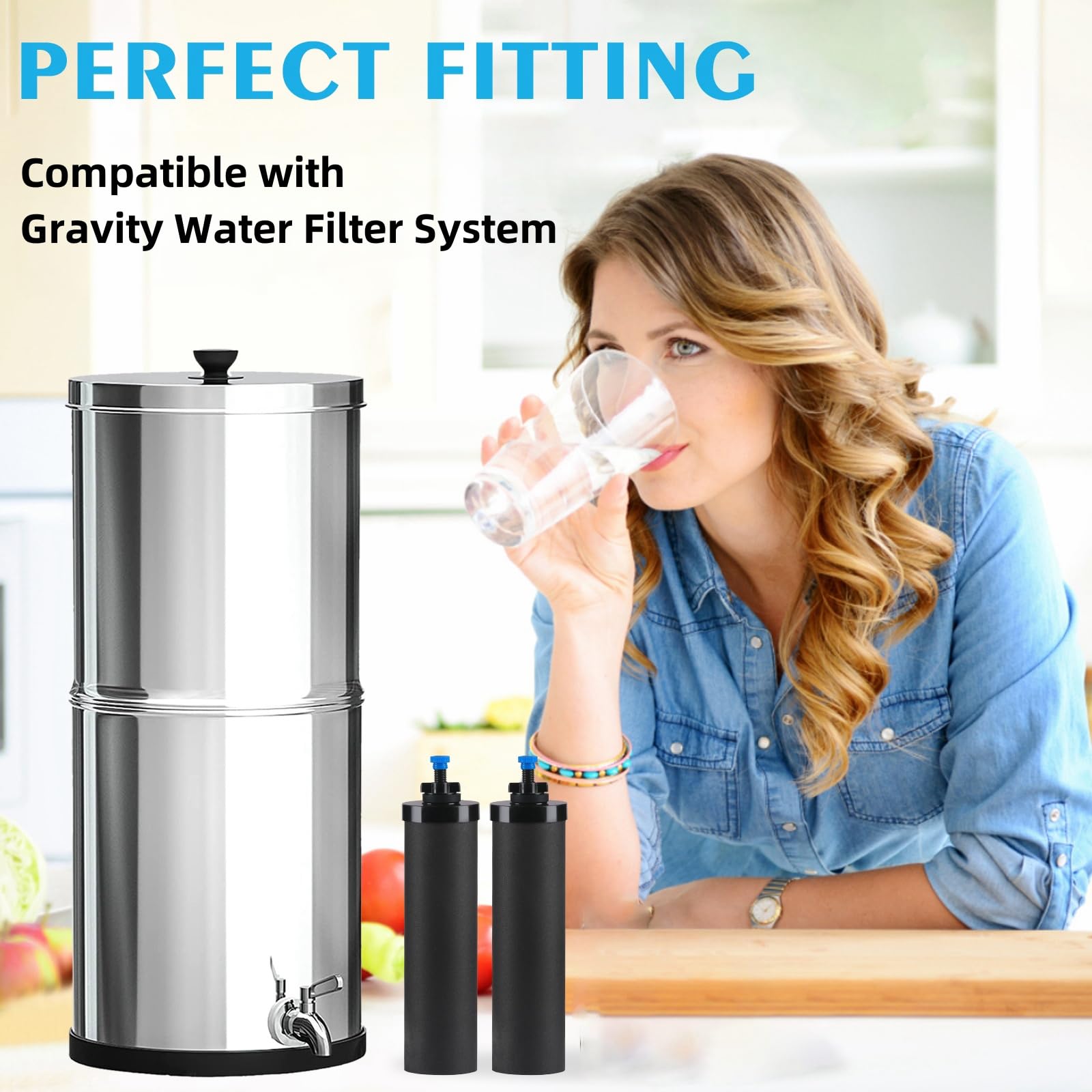 Water Filter Replacement for Water Filter, Black Activated Carbon Filters and 2 Fluoride Filters Compatible with Big, Light, Imperial, Travel, Crown and Royal Series