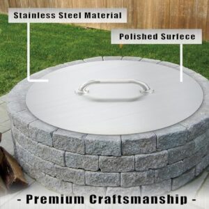 Fire Pit Lid Round 20" Fire Pit Ring Cover 1.5mm Thick Stainless Steel Fire Pit Burner Cover for Round Patio Fire Pits