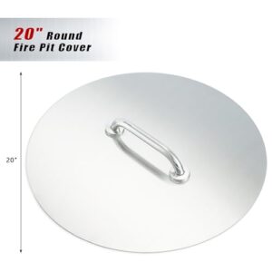 Fire Pit Lid Round 20" Fire Pit Ring Cover 1.5mm Thick Stainless Steel Fire Pit Burner Cover for Round Patio Fire Pits