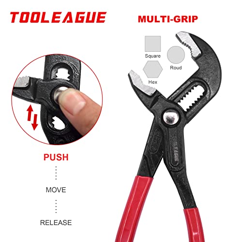 TOOLEAGUE Water Pump Pliers Set, Plumbing Pliers, 7-inch 10-inch 12-inch Groove Slip Joint Set, Push Button Quick Adjustable Pliers