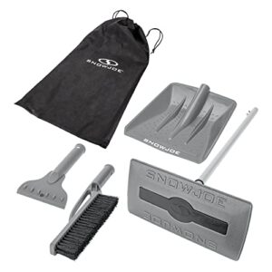 snow joe sjblzd-4in1-gry multi-purpose auto snow tool kit, w/storage bag, snow broom, brush, shovel, scraper, gray