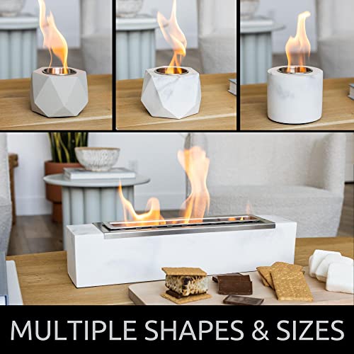 Napoli Tabletop Fire Pit. Indoor Fire Pit and Balcony Decor (Rectangular) Table Top Fire Pit Bowl, Rubbing Alcohol Fueled Concrete Firepit, Tabletop Fireplace, Smores Maker, Portable Bowls (Marble)