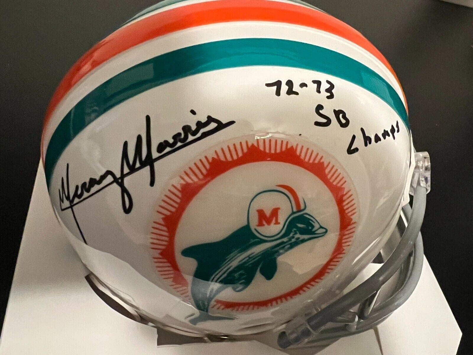 Mercury Morris Miami Dolphins 72,73 Sb Champs Signed Riddell Mini Helmet - Autographed NFL Mini Helmets