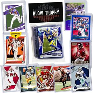 NFL Wide Receiver Football Card Bundle, Assorted Set of 12 Mint Star WR Football Cards Gift Set, Includes one Relic, Serial, or Rookie, Protected by Sleeve and Toploader with Fantasy Football eBook