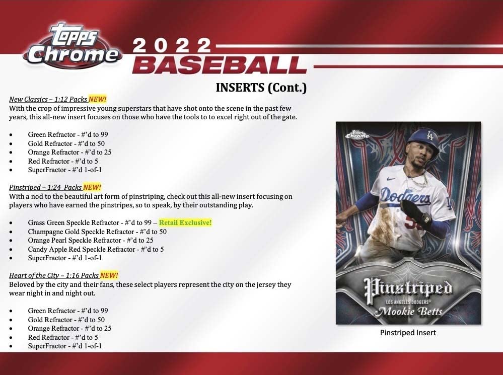 2022 Topps CHROME Baseball Series Blaster Box of Packs with Retail EXCLUSIVE Sepia and Pink Refractor Parallels in each Box