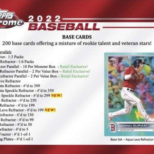 2022 Topps CHROME Baseball Series Blaster Box of Packs with Retail EXCLUSIVE Sepia and Pink Refractor Parallels in each Box