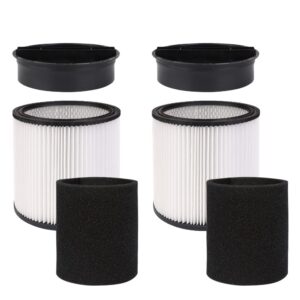 90304 replacement hepa cartridge filters with lid, compatible with shop-vac shop vac 90304, 90350, 90333, 903-04-00, 9030400, 90585 5 gallon and above wet dry vacuum cleaners, 2 pack