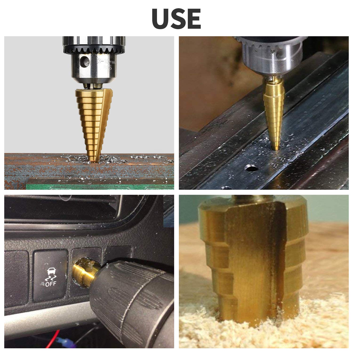 4-32mm HSS Titanium Coated Step Drill Bit, 1/4" Hex Shank Quick Change Metric High Speed Steel Cone Drill Bit for Plastic, Wood, Metal Sheet, Aluminum Hole Drilling