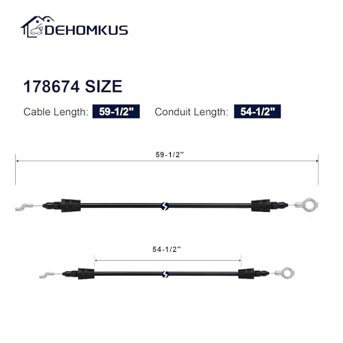 DEHOMKUS 2-PK 178674 Chute Deflector Cable for Husqvarna Parts 532420673 585271701 420673 Snow Thrower - 2-Packs for AYP Part 178674 Snowblower Control Drive Cable