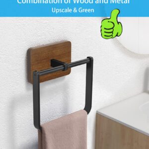 DOKU 2Pack Square Towel Ring, Hand Towel Holder for Bathroom, Towel Rack Hanger for Kitchen Wall Mount Heavy Duty Storage, Black and Brown