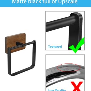 DOKU 2Pack Square Towel Ring, Hand Towel Holder for Bathroom, Towel Rack Hanger for Kitchen Wall Mount Heavy Duty Storage, Black and Brown