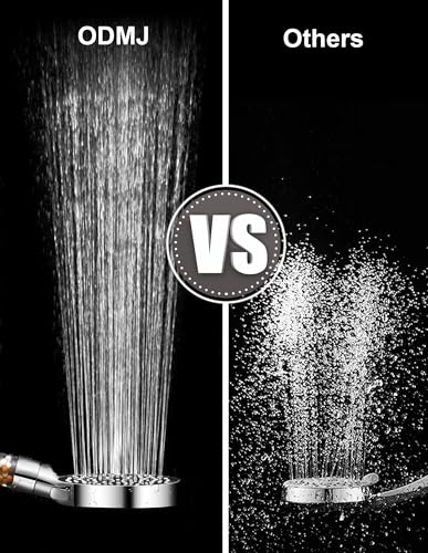 ODMJ Filtered Shower Head, High Pressure Shower Head with 6 Settings, Handheld Shower Head with 59" Hose and Bracket, Shower Head Filter for Hard Water, Water Saving Spray Soft Spa Shower Head