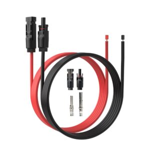 elfculb solar panel extension cable-1pair 10awg 10ft solar extension cable black＆red with male/female connectors solar panel pv cable wire with extra pair of connectors solar panel adaptor kit