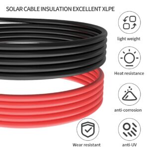 ELFCULB Solar Panel Extension Cable-1Pair 10AWG 10FT Solar Extension Cable Black＆Red with Male/Female Connectors Solar Panel PV Cable Wire with Extra Pair of Connectors Solar Panel Adaptor Kit