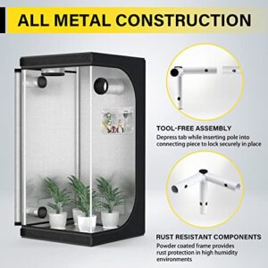 iPower 24"x24"x55" Water-Resistant Grow Tent, Mylar Hydroponic Tent with Observation Window and Removable Floor Tray, Tool Bag for Indoor Plant Seedling, Propagation, Blossom