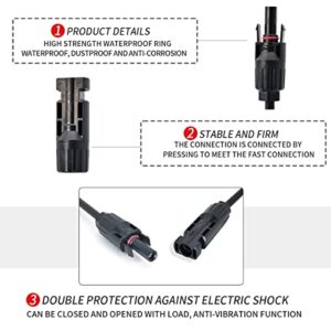 ELFCULB 2Pair Solar Panel Connector, 1 FT Solar Connectors Y Branch Parallel Adapter Cable Solar Cable, 1 Male to 2 Female(M/FF) and 1 Female to 2 Male(F/MM) Solar Panel Cables and Connectors 1500V