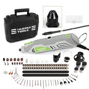 huepar tools rotary tool kit, 130w 235pcs accessories with flex shaft include multipro keyless chuck, 6 variable speed 10000-35000rpm electric drill set for crafting projects and diy creations - rt130