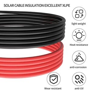 ELFCULB Solar Panel Extension Cable - 1Pair 10AWG 3FT Solar Extension Cable Black ＆ Red, Solar Panel PV Cable Wire with Male/Female Connectors