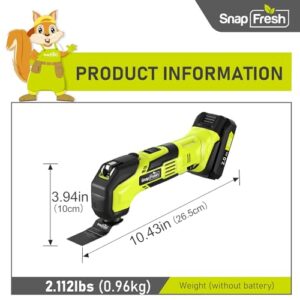 SnapFresh Cordless Oscillating Tool, 20V Oscillating Multi-Tool with 6 Speed, 3.2°Oscillating Angle, 22pcs Accessories, 2.0Ah Battery and Fast Charger, Tool Kit for Scraping, Sanding, Cutting Wood