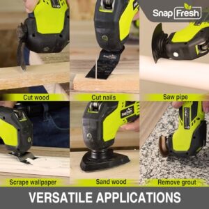 SnapFresh Cordless Oscillating Tool, 20V Oscillating Multi-Tool with 6 Speed, 3.2°Oscillating Angle, 22pcs Accessories, 2.0Ah Battery and Fast Charger, Tool Kit for Scraping, Sanding, Cutting Wood