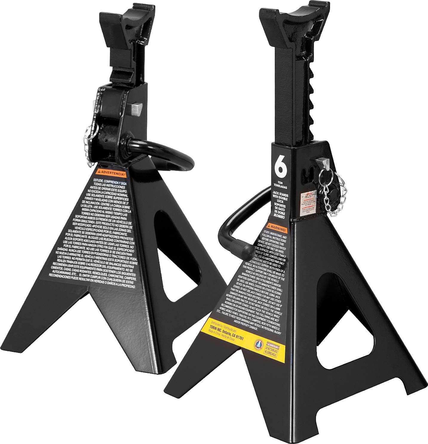 BIG RED AT46002ABR Torin Double Locking Steel Jack Stands, 2 Pack, 6 Ton (12,000 lb), Black