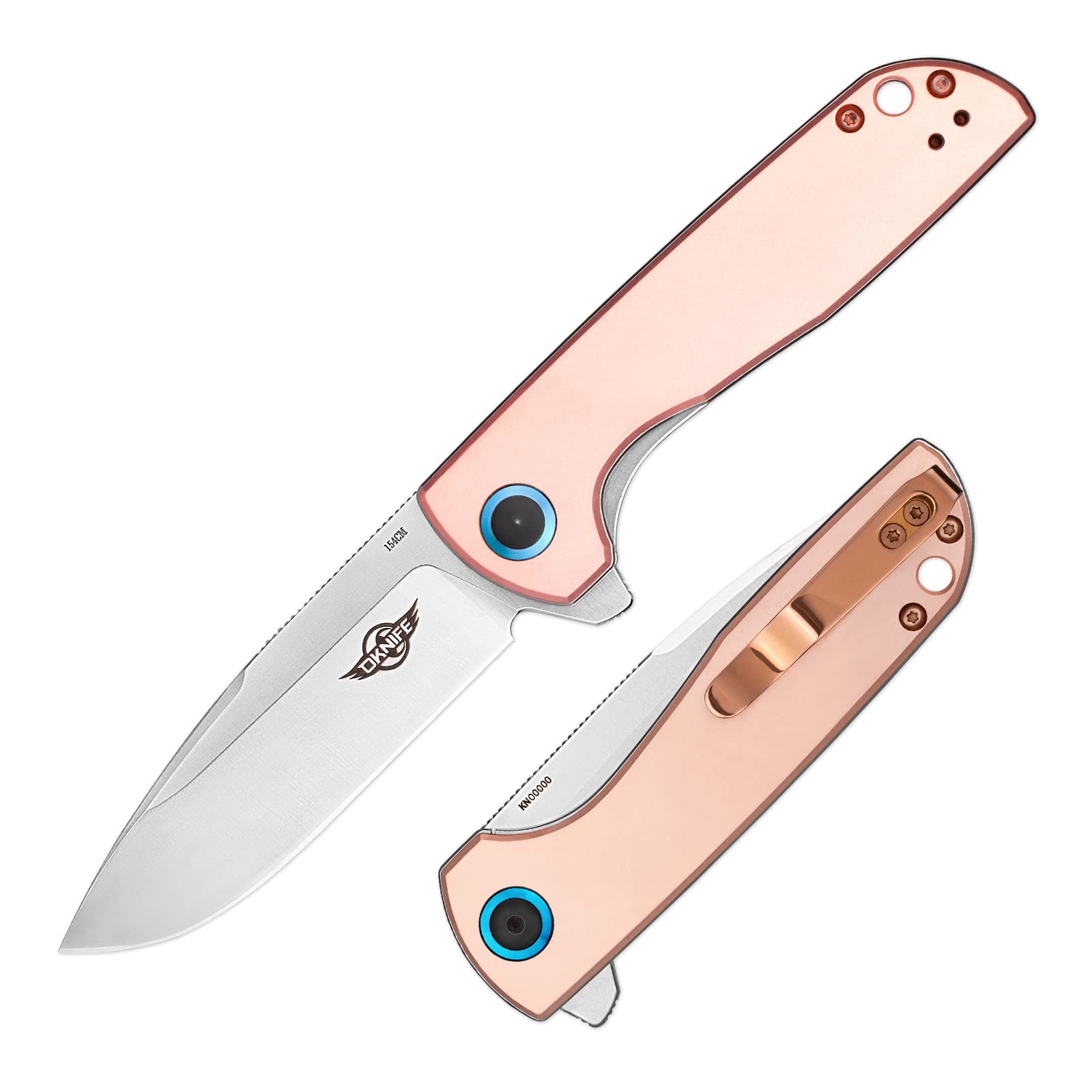 OKNIFE Freeze 2 EDC Knife with Carbon Fiber Overlay Handle Bundle with Freeze 2 Folding Pocket Knfie with Copper Handle