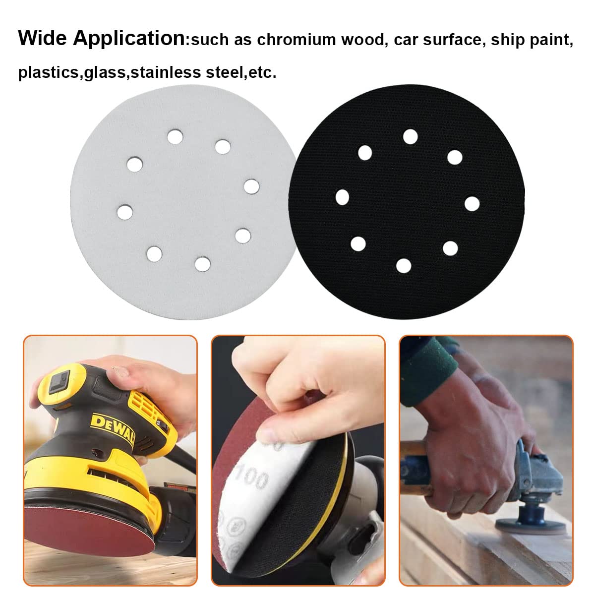 Tenalleys 2Pcs Hook and Loop 5" Soft Sponge Cushion 8 Holes Interface Buffer Pads Soft Density Interface Pads for Rotary Tools Grinder