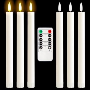 3d black wick led battery operated flameless taper candles light with remote timer, electric fake window candle flickering like real wax, flameless ivory candle stick for christmas/home/wedding