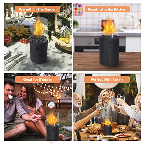 Tabletop Fire Pit,Table Top Fire Pit Bowl Smores Maker Using Isobutane Gas,Mini Fire Pit Indoor Tabletop Fireplace for Halloween,Christmas & Party(Gas Not Included)