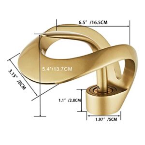 Elegant Waterfall Single Handle 1-Hole Bathroom Vessel Sink Faucet Bathroom Faucet Solid Brass Bathroom Vessel Sink Faucet Vanity Sink Faucet Mixer Basin Tap cUPC Certified（Frosted Gold）