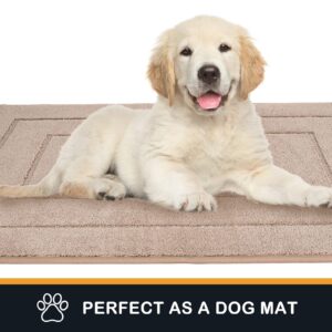 PURRUGS Dirt Trapper Door Mat 24" x 35.5", Non-Slip/Skid Machine Washable Entryway Rug, Dog Door Mat, Super Absorbent Welcome Mat for Muddy Wet Shoes and Paws, Beige