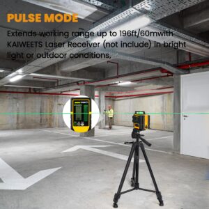 KAIWEETS Laser Level Green, 3X360° Laser Level, 3D Lines Laser 98ft/30M (Up to 196ft/60M with Detector) with Self-Levelling Mode, Manual Mode, Independents Windows, Magnetic Base