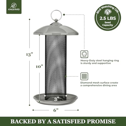 Kingsyard Metal Mesh Tube Bird Feeders for Outdoor Hanging, Finch Bird Feeder for Nyjer/Thistle Seed, 2.5 lbs Large Capacity (Antique Copper)