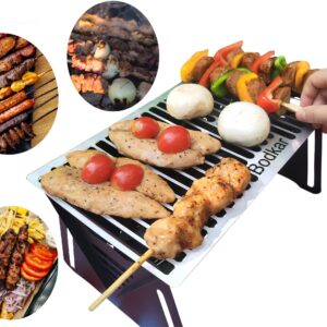 Bodkar Small Portable Grill for Personal Use, Mini Charcoal Grill for Tabletop Indoor Outdoor Cooking BBQ Camping Picnic Patio Backyard