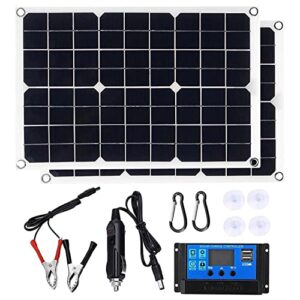 phasfbj 100w solar panel kit with solar charge controller + extension cable, 18v solar panel trickle charging kit for car, marine, motorcycle, rv, etc,30a controller