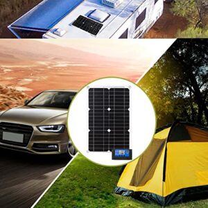 PHASFBJ 100W Solar Panel Kit with Solar Charge Controller + Extension Cable, 18V Solar Panel Trickle Charging Kit for Car, Marine, Motorcycle, RV, etc,30a Controller