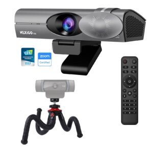 nexigo iris kits, 4k ai webcam with 1/1.8" sony_sensor, onboard flash memory, hdr, pip, dslr-style control, flexible camera tripod stand, auto framing/tracking, for zoom/teams/obs and more