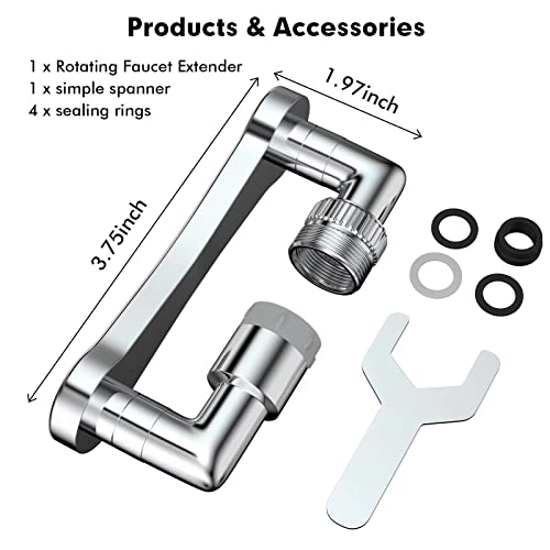 Faucet Extender| 1080 Rotatable Multifunctional Extension Faucet 2 Outlet Modes, Universal Splash Filter Faucet for Bathroom and Kitchen Sinks, Faucet Aerator Can Gentle Washing & Powerful Flushing.