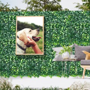 Juexica 16 Pieces Grass Wall Panels 10 x 10 Inch Boxwood Hedge Wall Panels Artificial Grass Backdrop Wall Faux Greenery Fake Grass Wall for Indoor Outdoor Plant Wall Decor Garden Fence Decorations