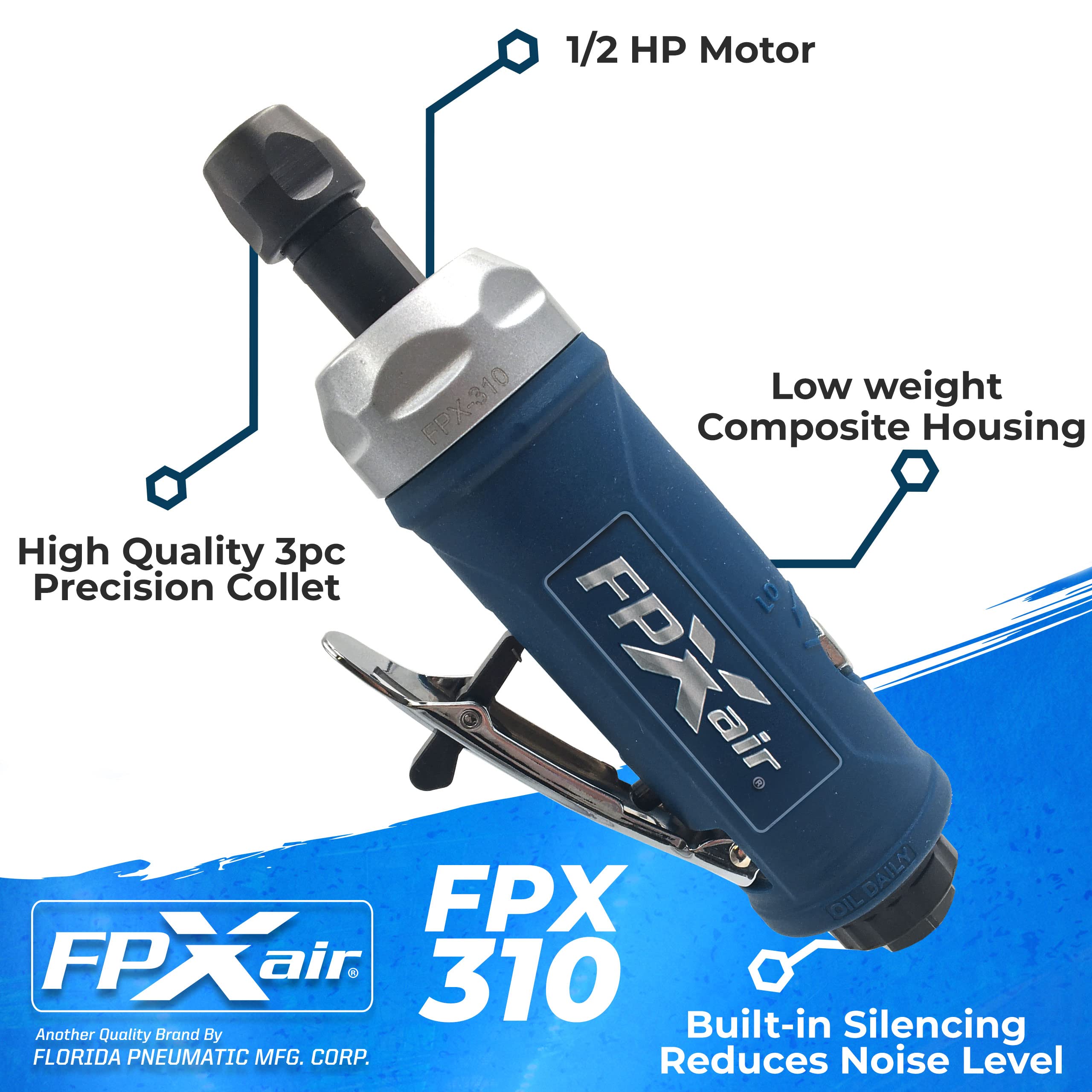 FPXAIR 1/4" Straight Die Grinder: FPX-310, Grinders, Pneumatic Automotive Tools