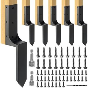 epcee heavy duty steel 4"x4" (actual 3.6"x3.6") fence post repair kit, fence post anchor ground spike, for wooden fence post repair and wooden fence base construction (2 pack/black）